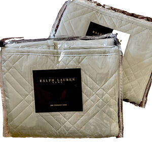 Ralph Lauren Anne Marie Quilt Eucalyptus Standard Shams Sateen Cotton Vtg New